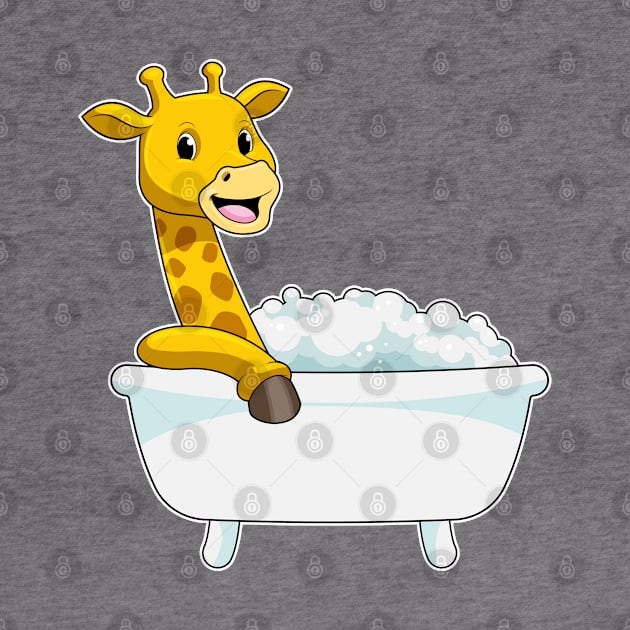 Giraffe with Bathtub with Foam by Markus Schnabel